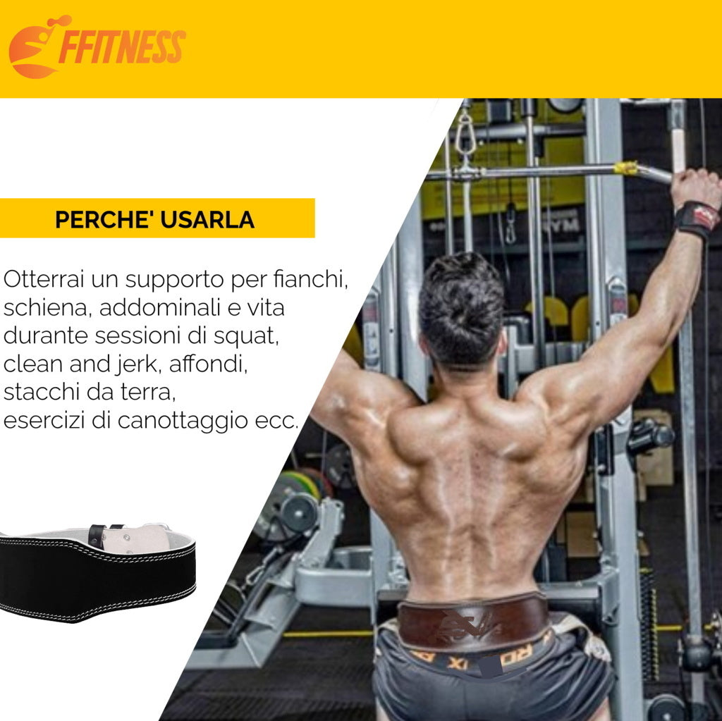 Cintura Sollevamento Pesi in Cuoio Allenamento Bodybuilding Gym Fascia Lombare