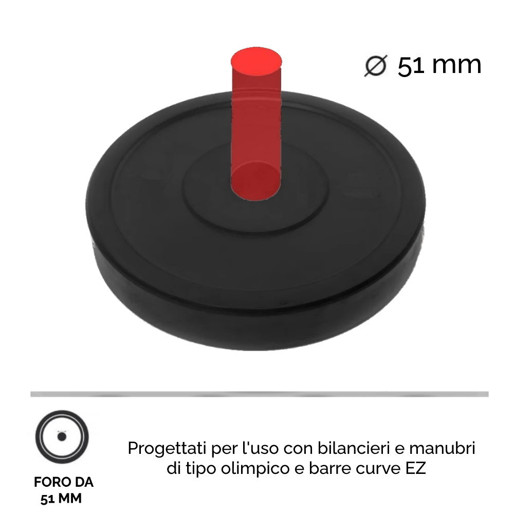 Bumper Plate Dischi Gommati per Bilanciere Olimpionico Foro 51mm
