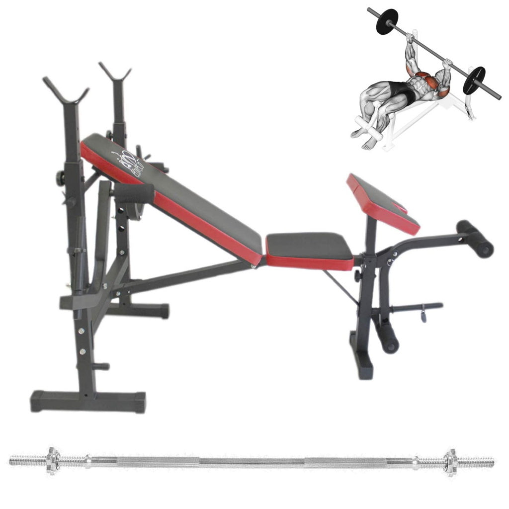 Multi-Function Weight Bench with Dip Station & 180cm Barbell