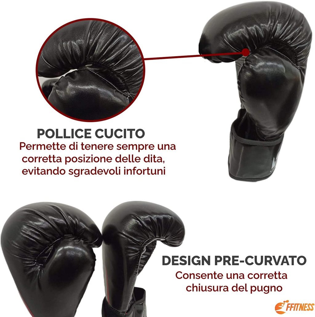 Punching Ball - Sacco boxe con guantoni neri per adulti