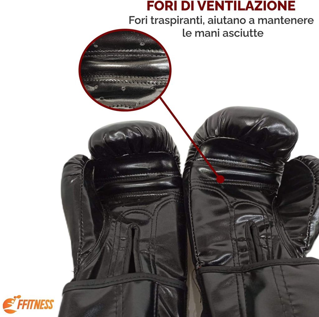 Punching Ball - Sacco boxe con guantoni neri per adulti