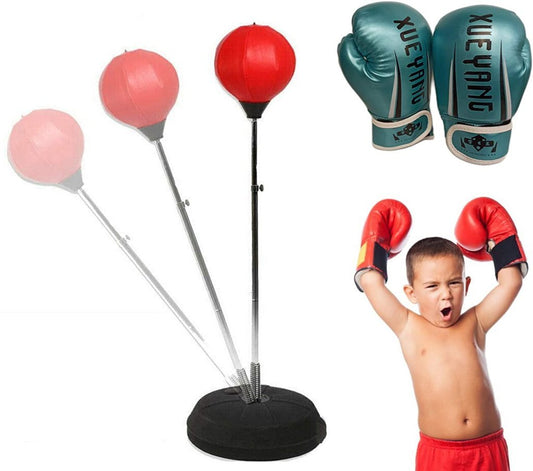 Punching Ball - Sacco boxe con guantoni verde acqua per bambini