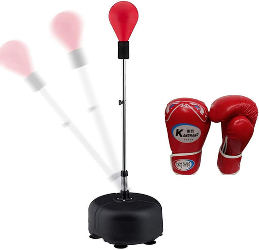 Punching Ball - Sacco boxe con guantoni rossi per adulti