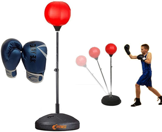 Punching Ball - Sacco boxe con guantoni blu per bambini