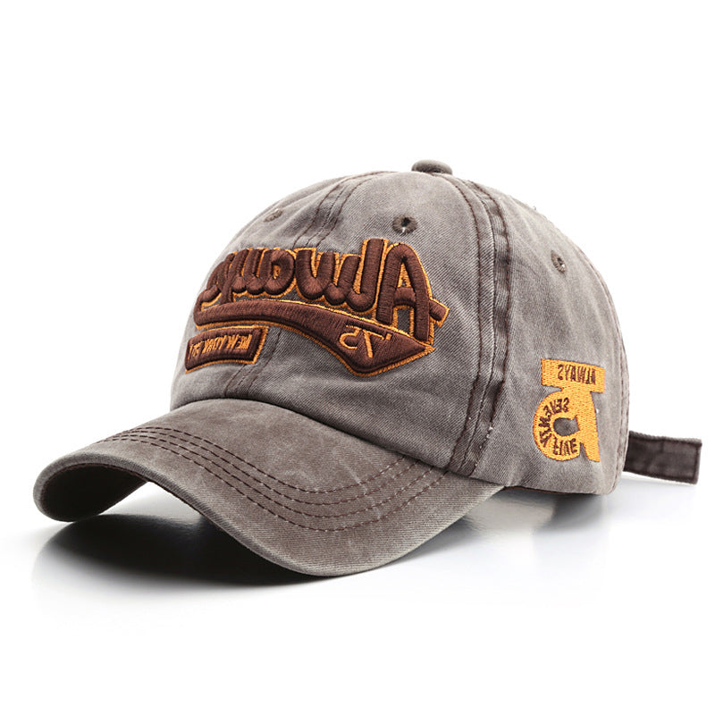 Washed Distressed Letter Embroidered Baseball Cap