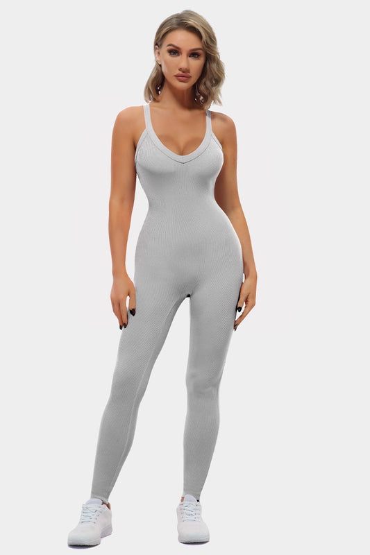 Vutru Gray Ribbed Sports Romper