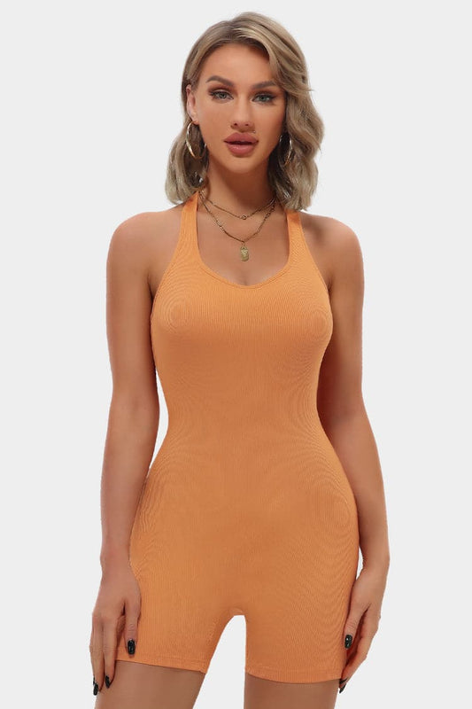 Vutru Rib-knit Halterneck Sports Romper
