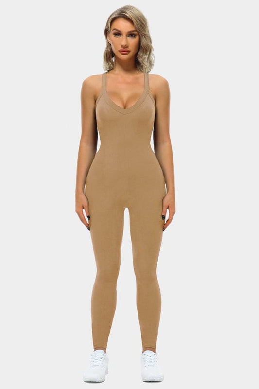 Vutru Khaki Seamless Ribbed Romper