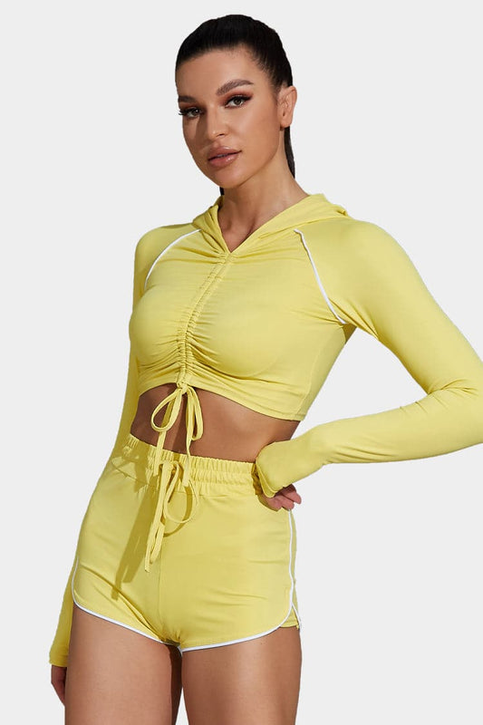 Vutru Ruched Knot Hooded Sports Set
