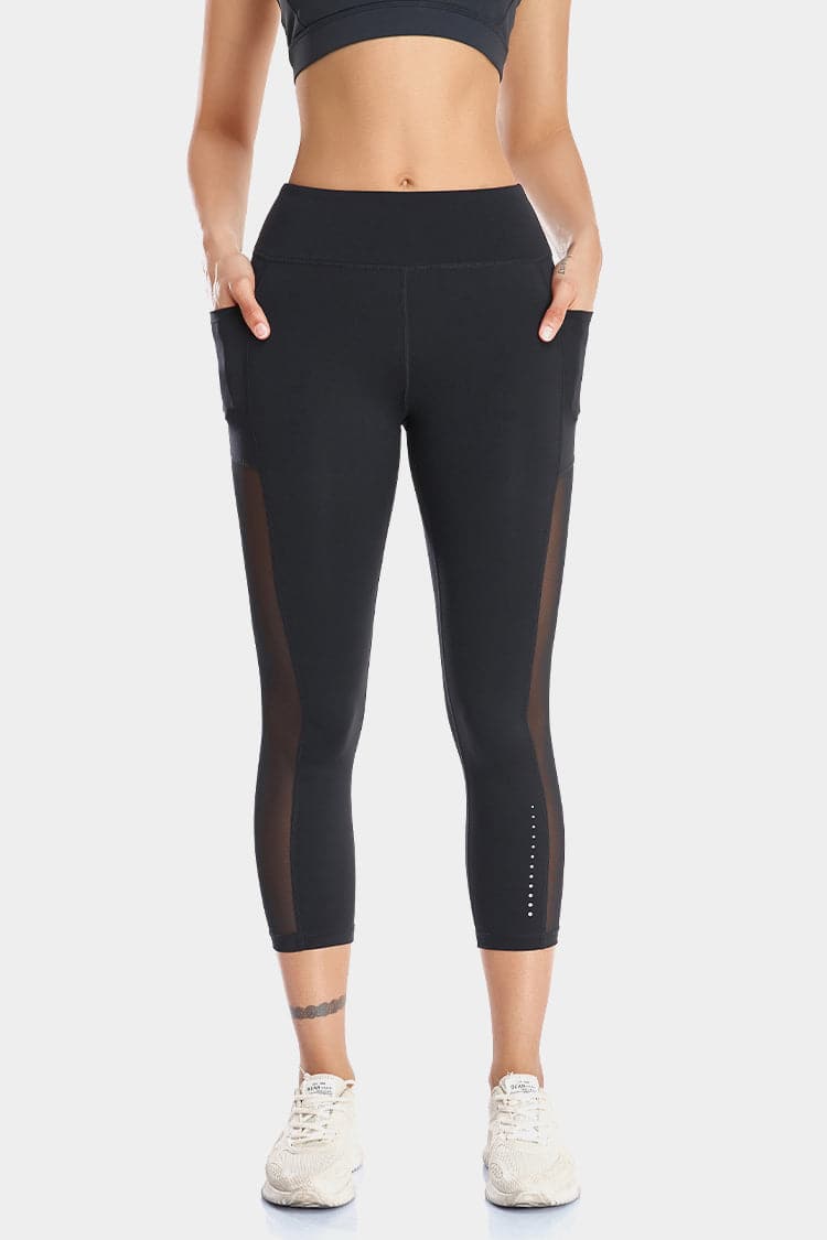 Vutru High-Waist Mesh Panelled Capri Leggings