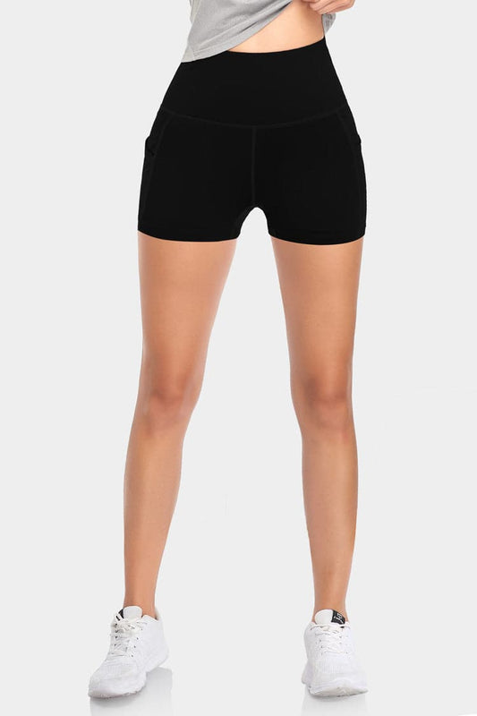 Vutru High-Waist Solid Black Workout Shorts