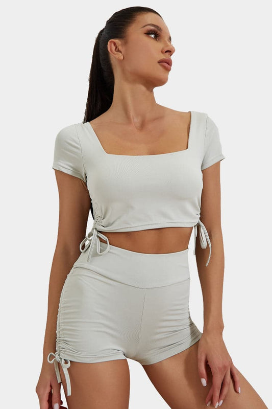 Vutru Drawstring Crop Sports Set