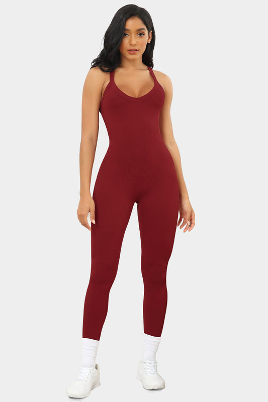 Vutru Red Ribbed Sports Romper
