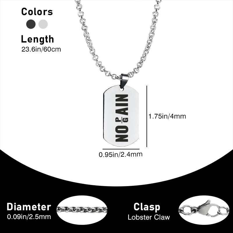 No Pain No Gain Titanium Steel Fitness Jewelry