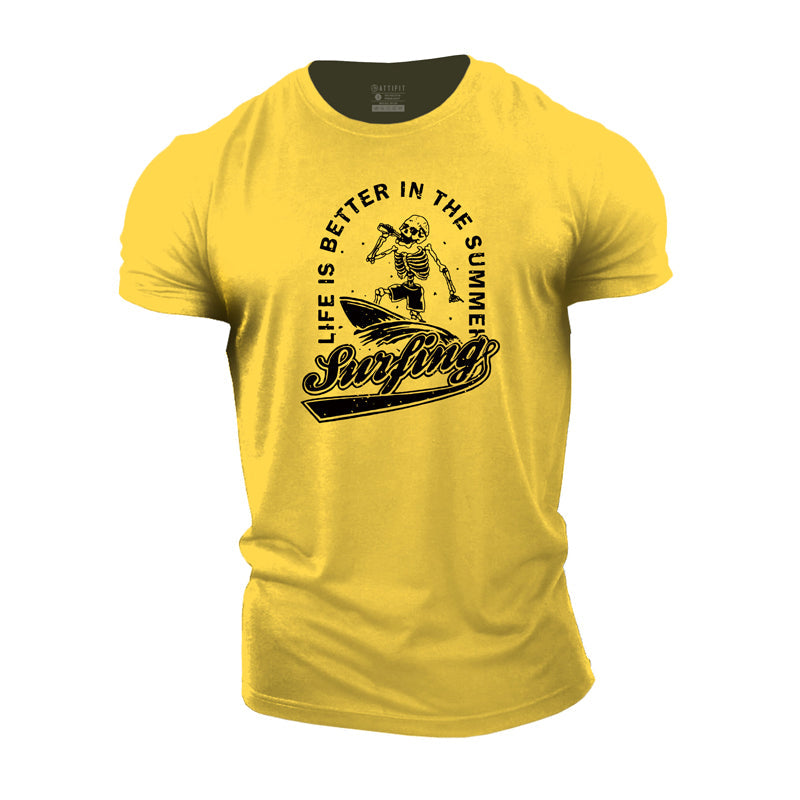 Cotton Surfing Graphic Gym T-shirts