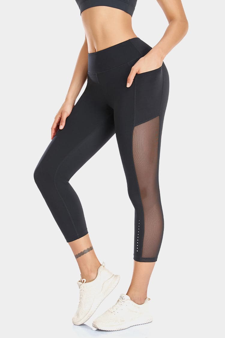 Vutru High-Waist Mesh Panelled Capri Leggings