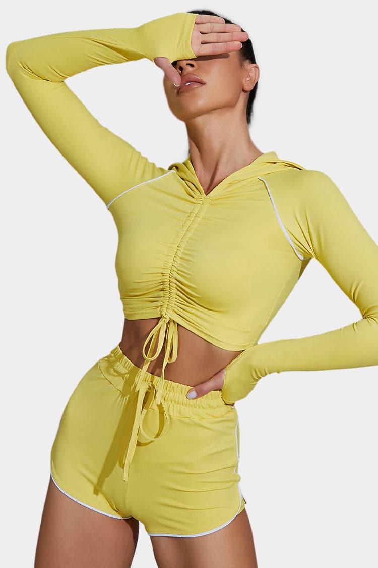 Vutru Ruched Knot Hooded Sports Set