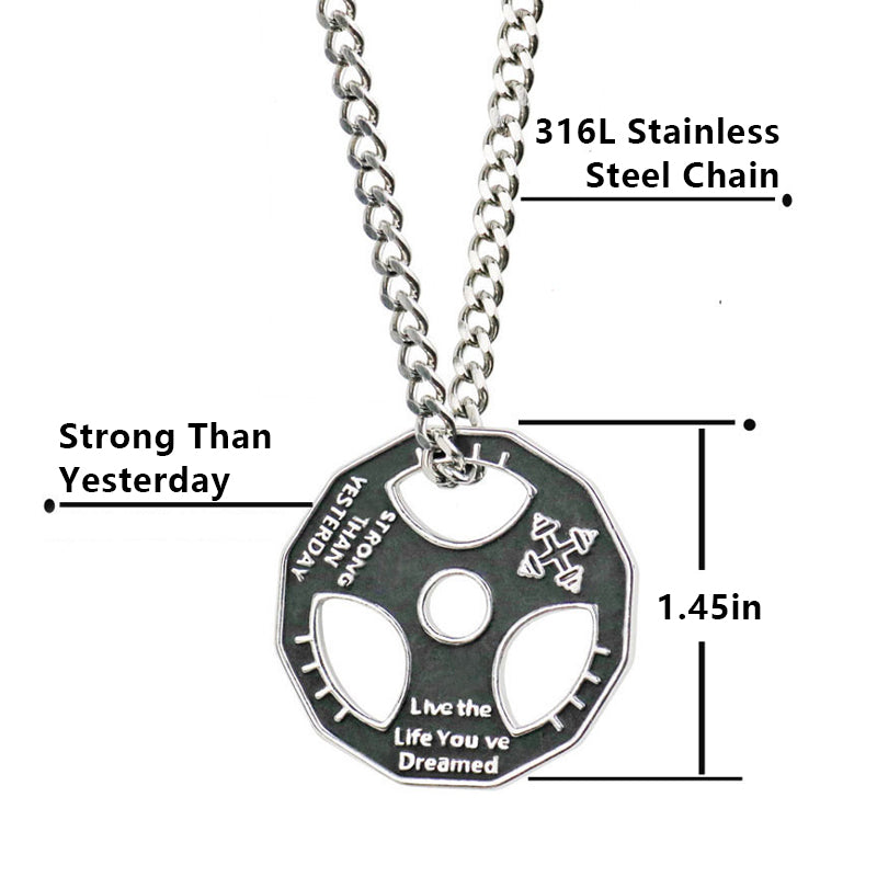 Barbell Weight Sheet Stainless Steel Fitness Jewelry