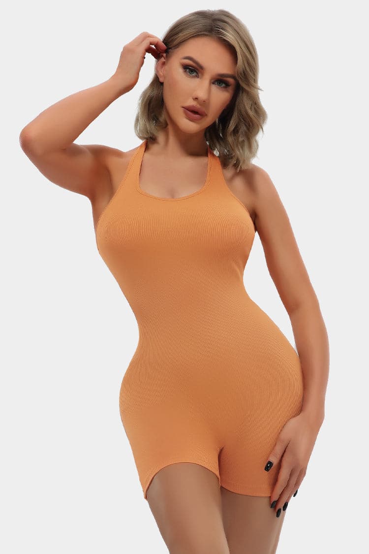 Vutru Rib-knit Halterneck Sports Romper