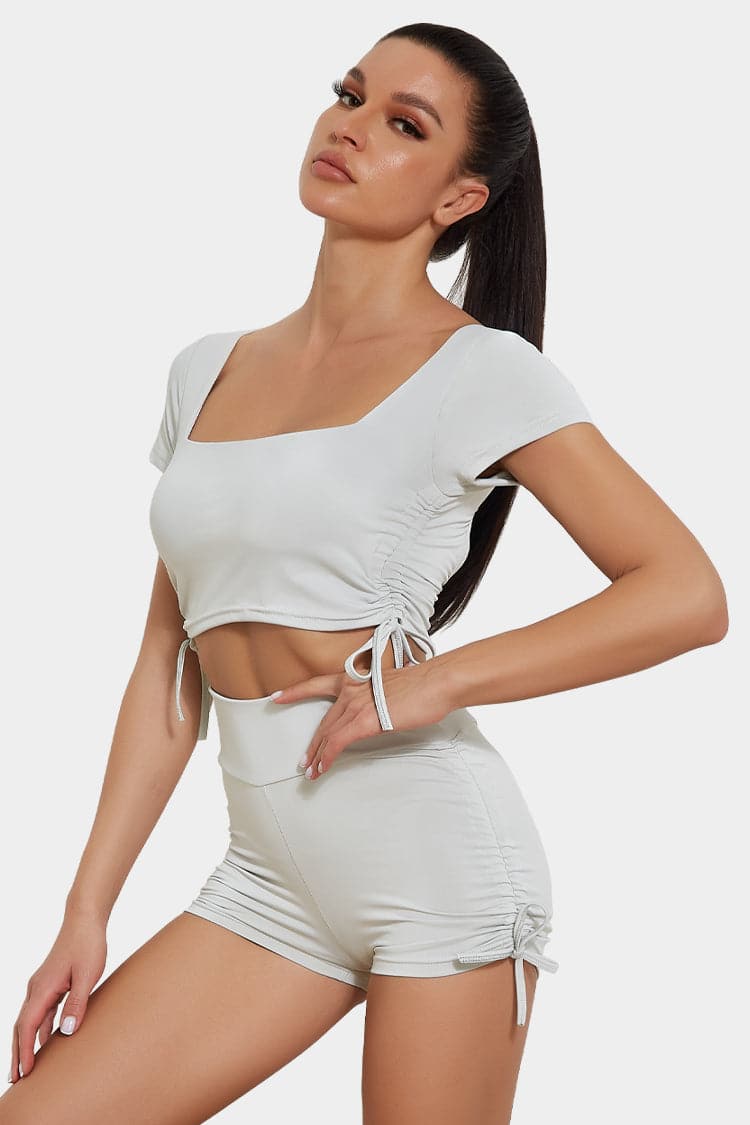 Vutru Drawstring Crop Sports Set