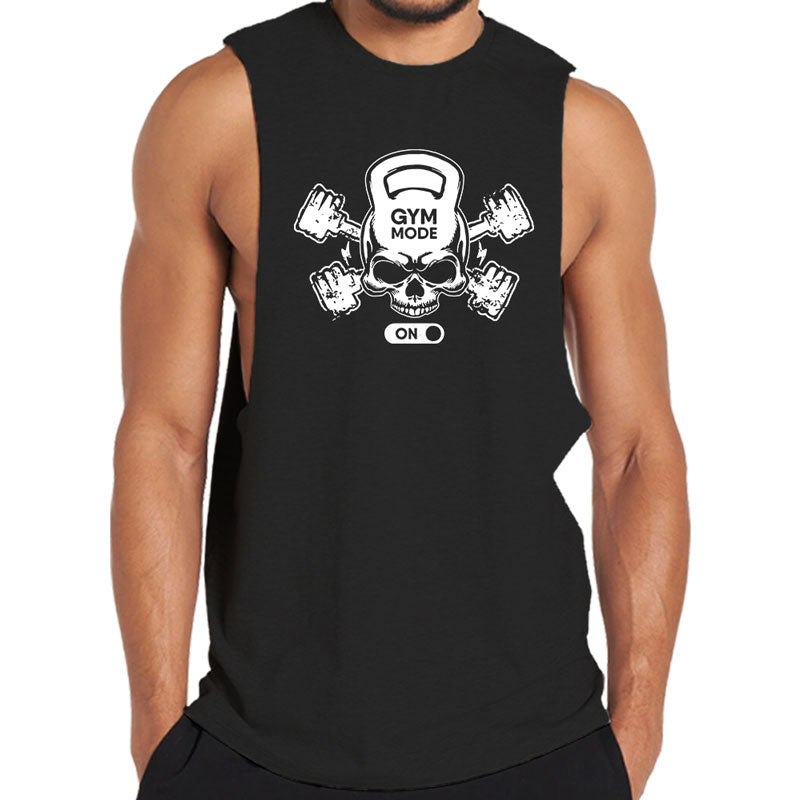 Barbell Skull Graphic Workout Tank Top