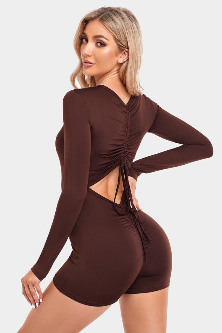 Drawstring Cut Out Sports Romper
