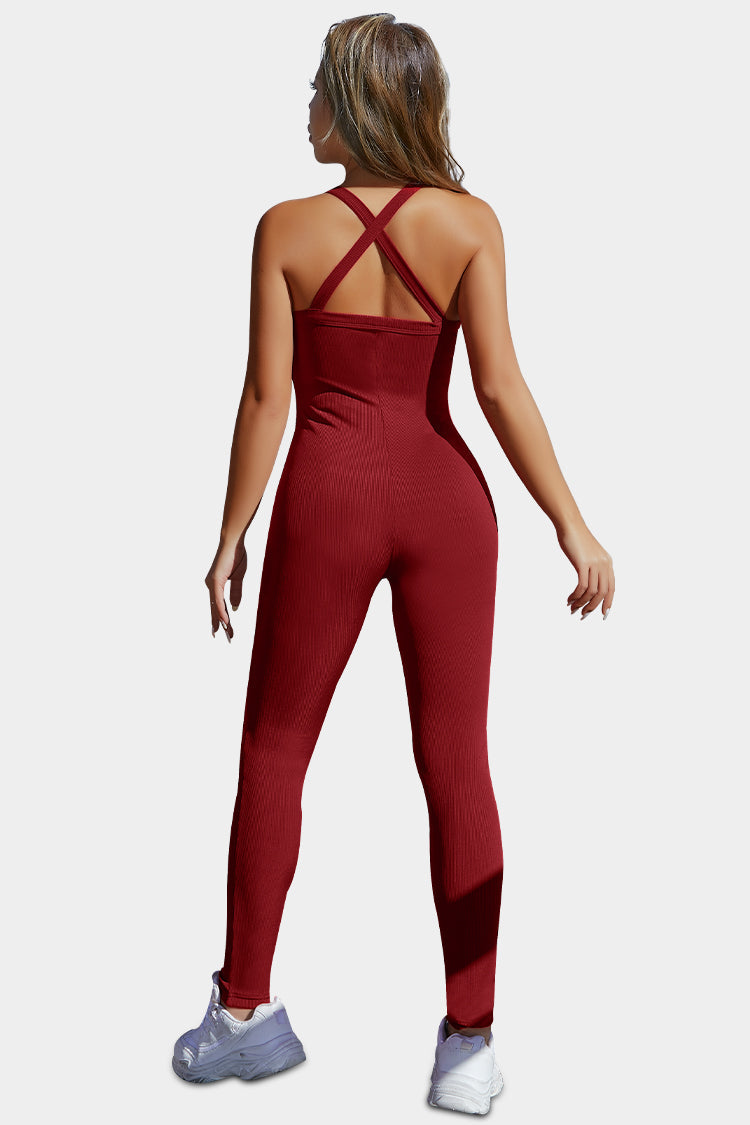 Vutru Red Ribbed Sports Romper