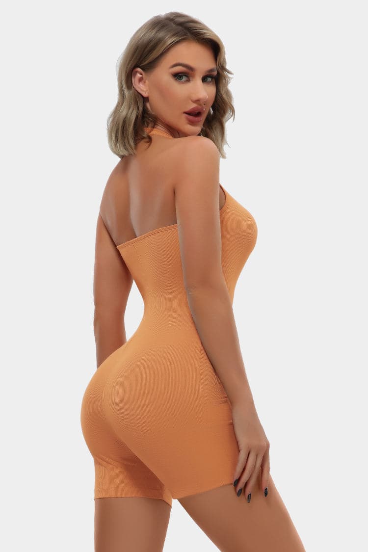 Vutru Rib-knit Halterneck Sports Romper