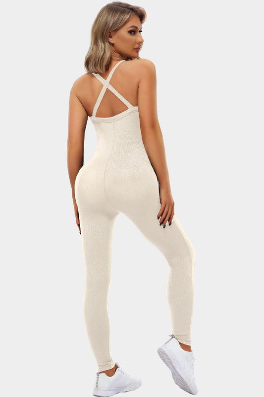 Vutru White Ribbed Sports Romper