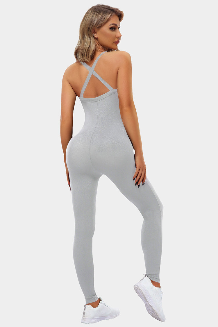 Vutru Gray Ribbed Sports Romper