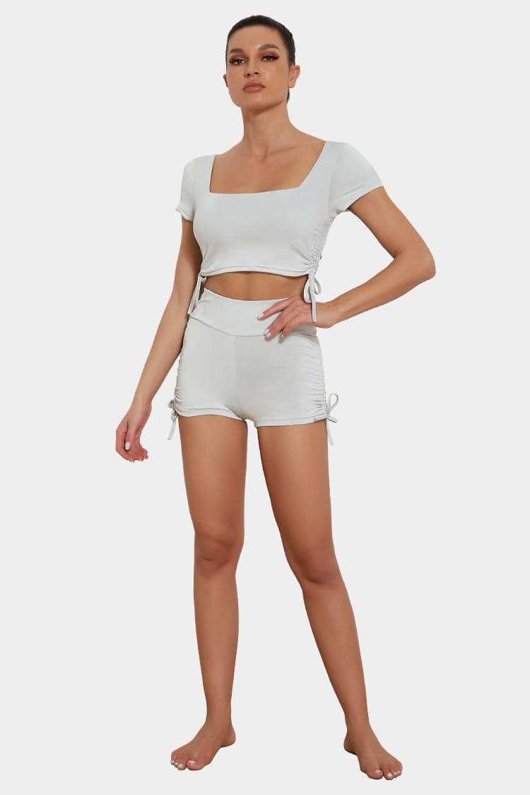 Vutru Drawstring Crop Sports Set