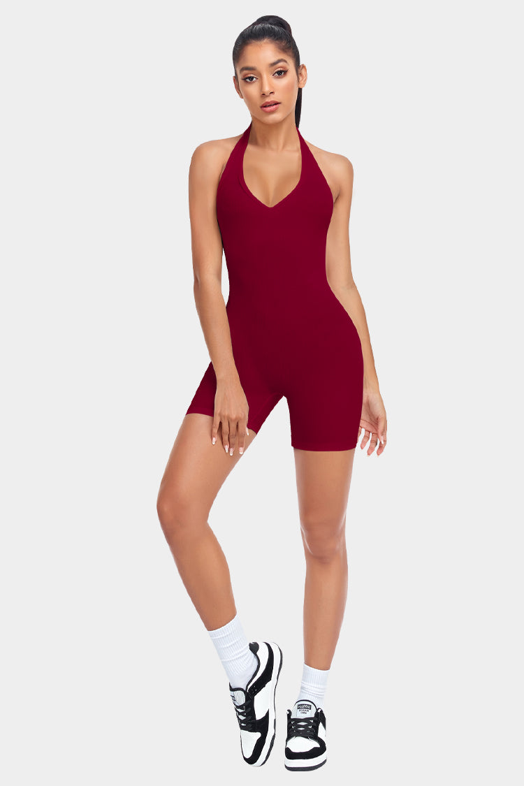 Deep V-Neck Fitness Romper