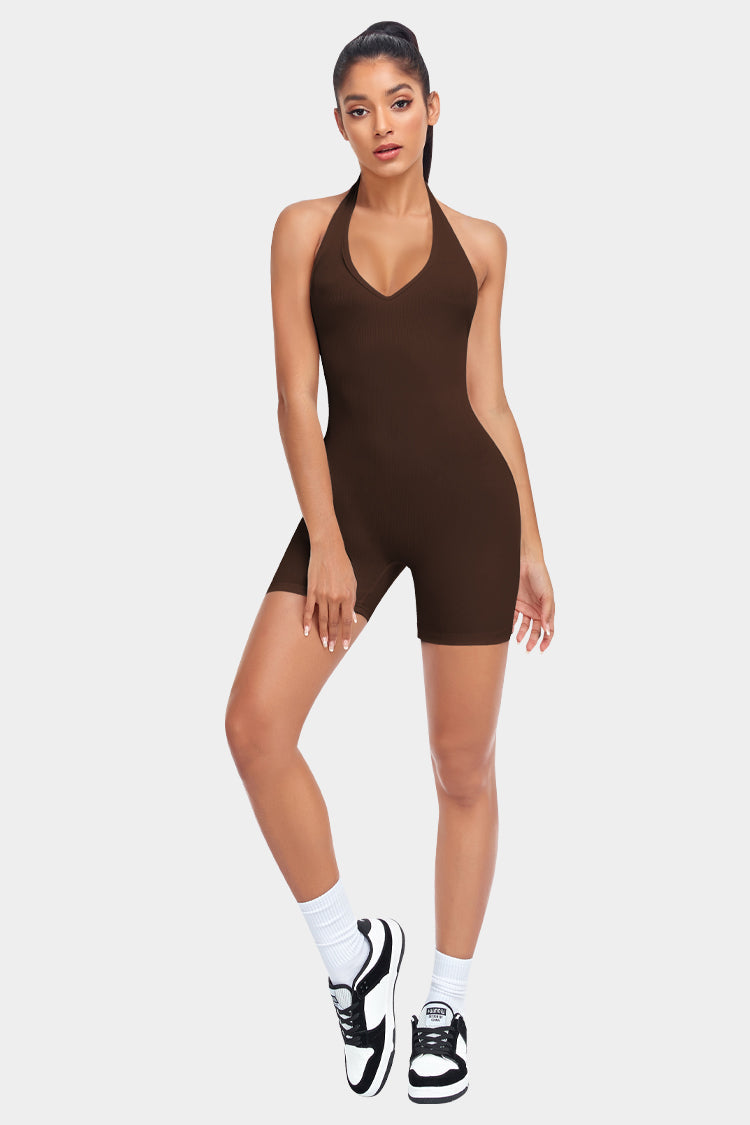 Deep V-Neck Fitness Romper