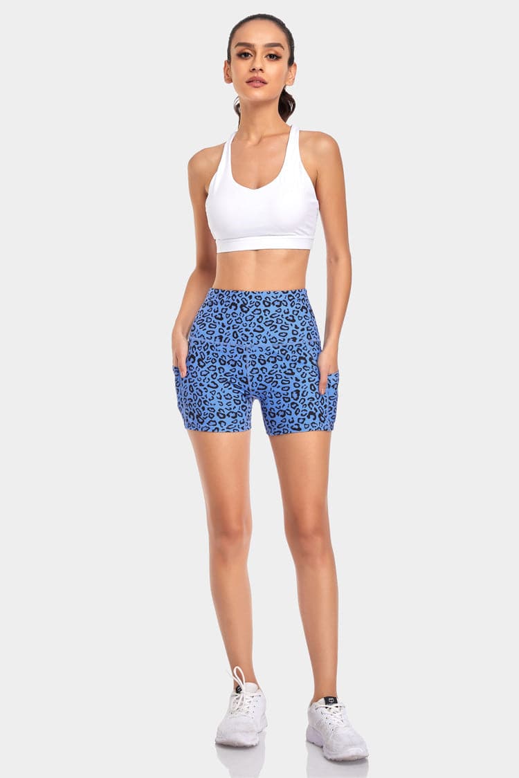 Vutru High-Waist Blue Leopard Yoga Shorts
