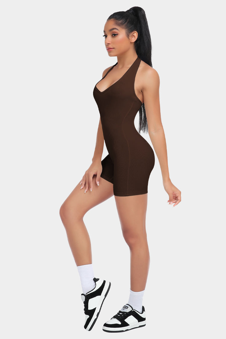 Deep V-Neck Fitness Romper