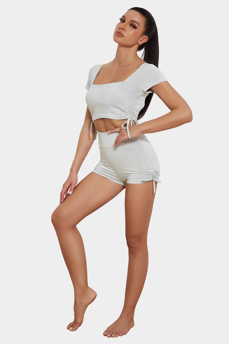 Vutru Drawstring Crop Sports Set
