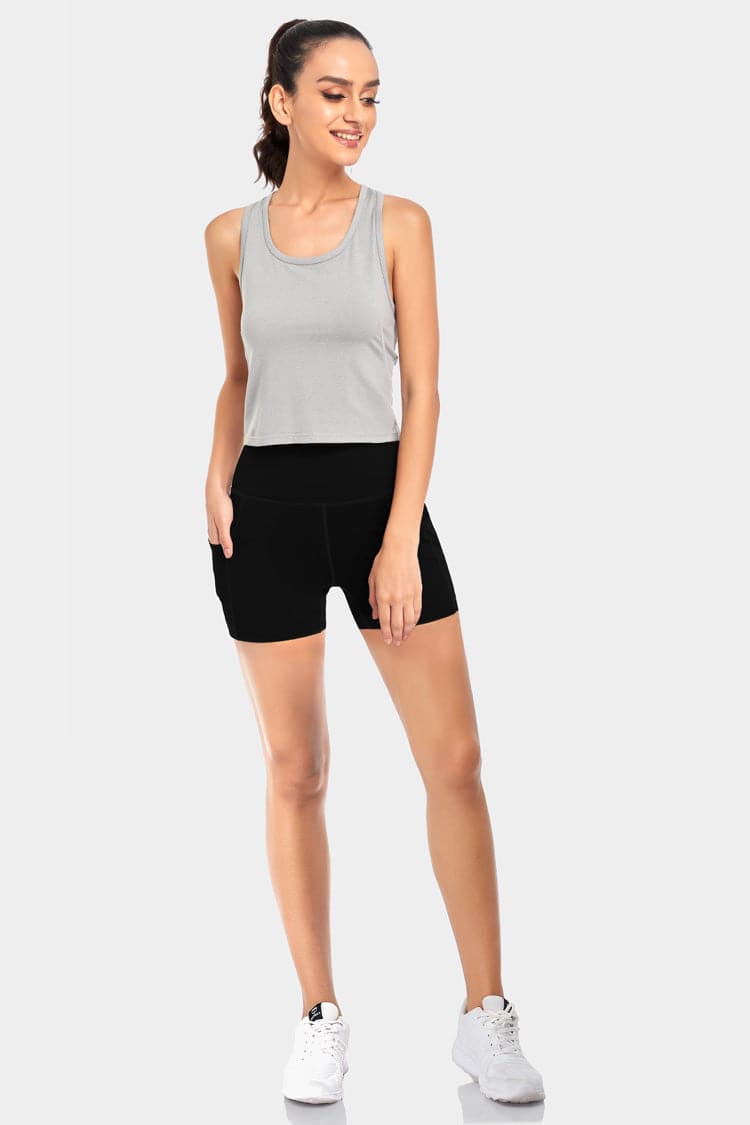 Vutru High-Waist Solid Black Workout Shorts