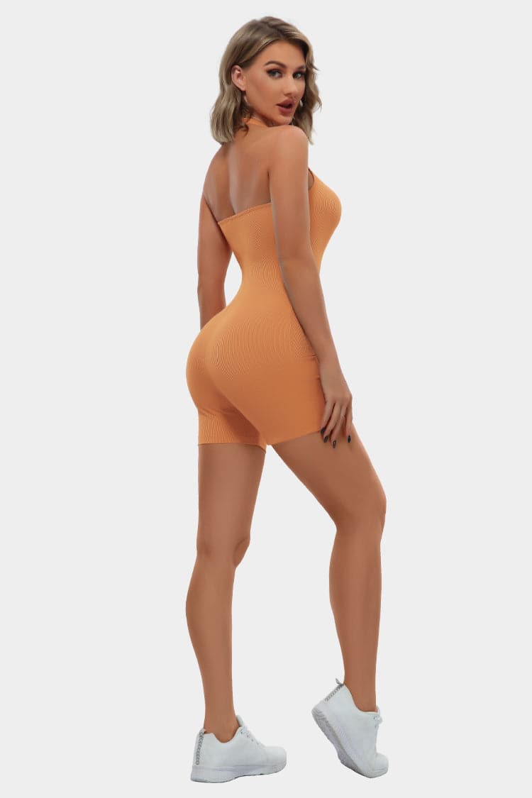 Vutru Rib-knit Halterneck Sports Romper