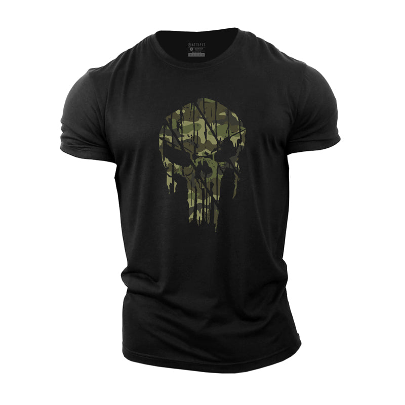 Camouflage Skull Men's Gym T-shirts