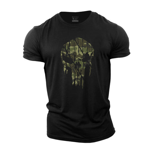 Camouflage Skull Men's Gym T-shirts