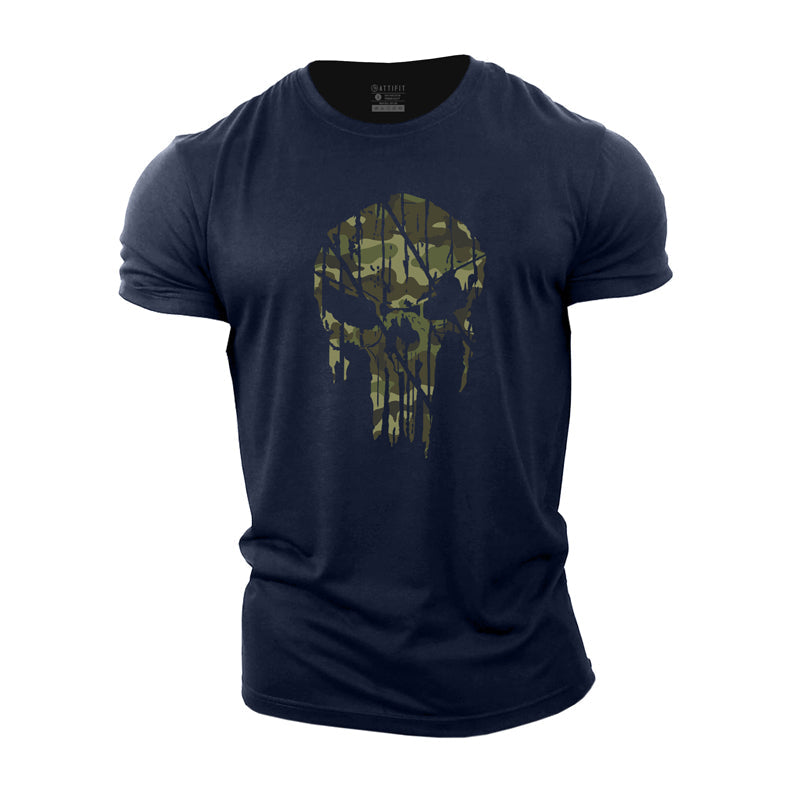 Camouflage Skull Men's Gym T-shirts