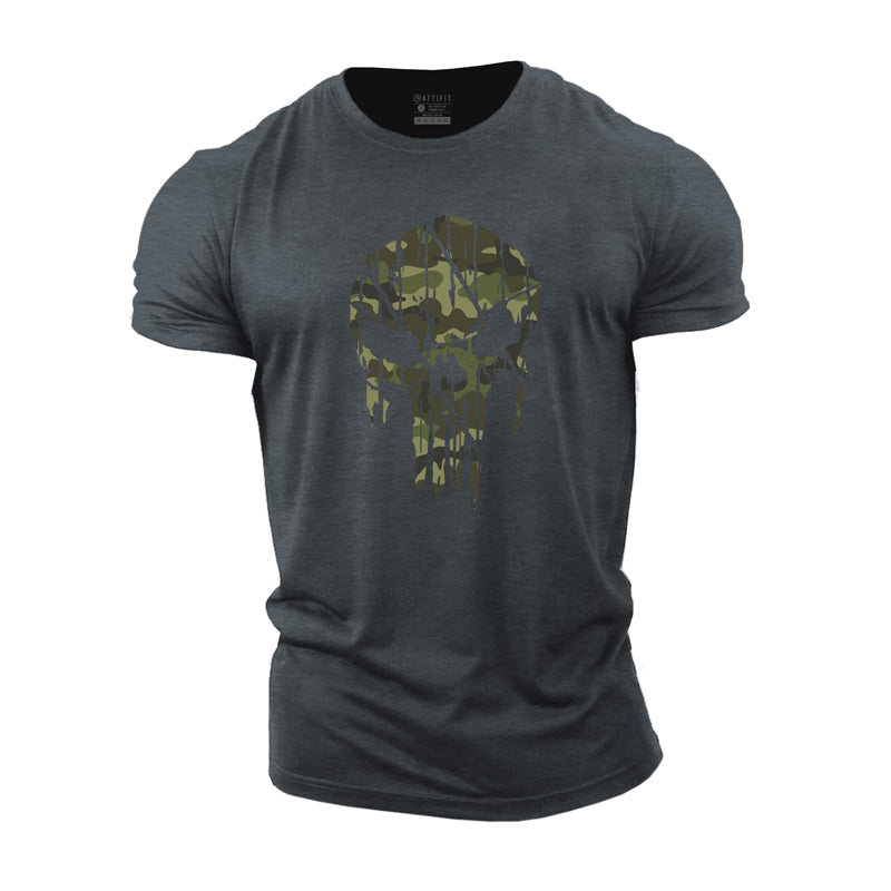 Camouflage Skull Men's Gym T-shirts