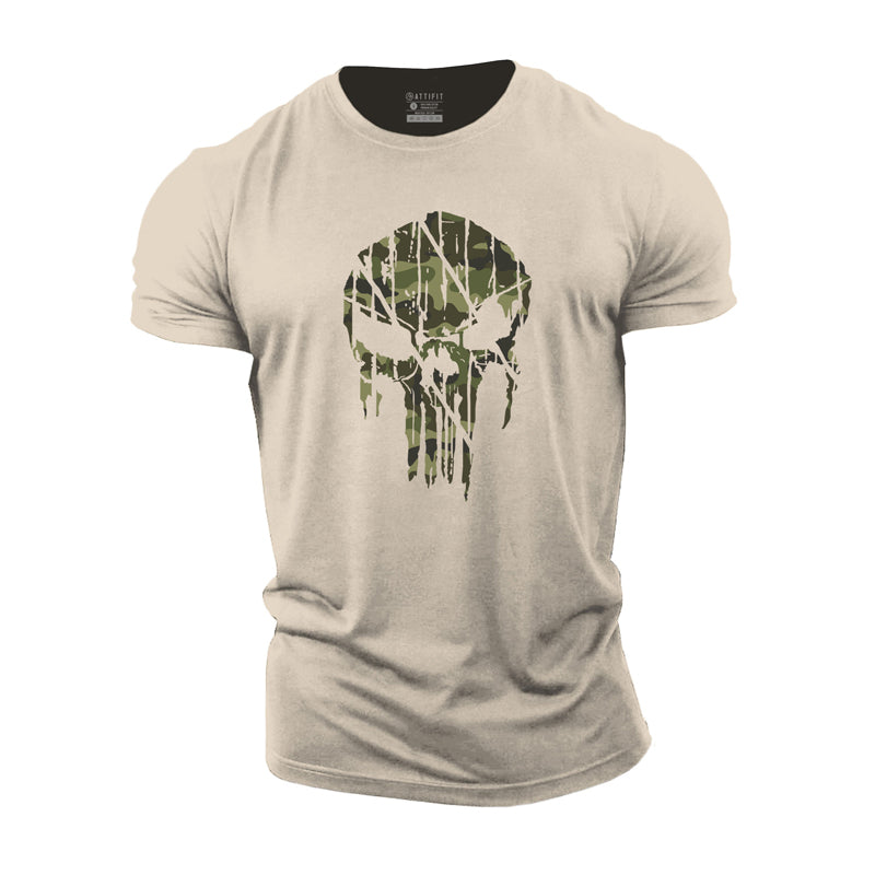 Camouflage Skull Men's Gym T-shirts