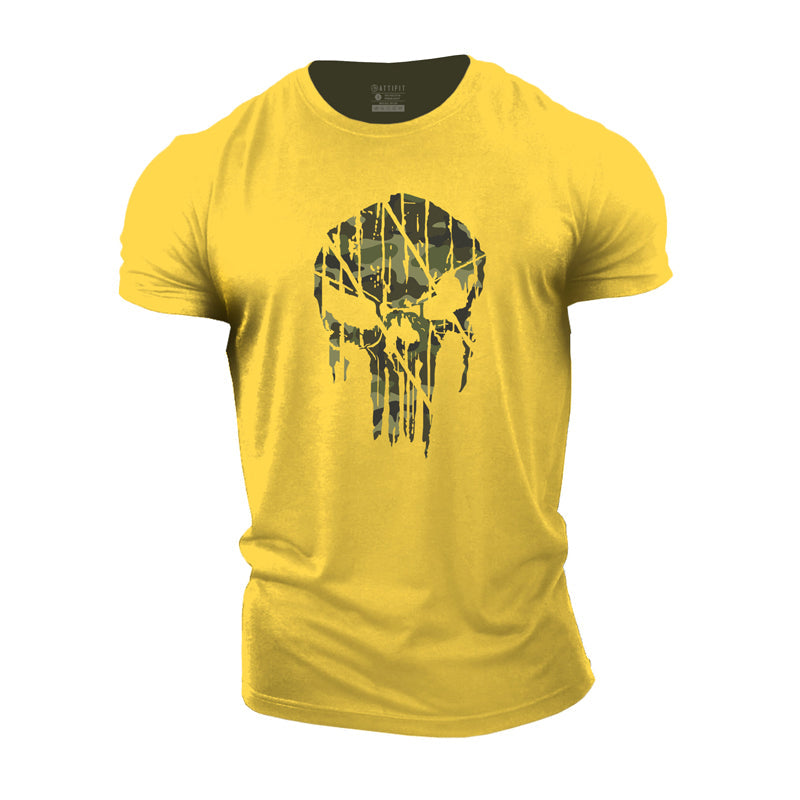 Camouflage Skull Men's Gym T-shirts