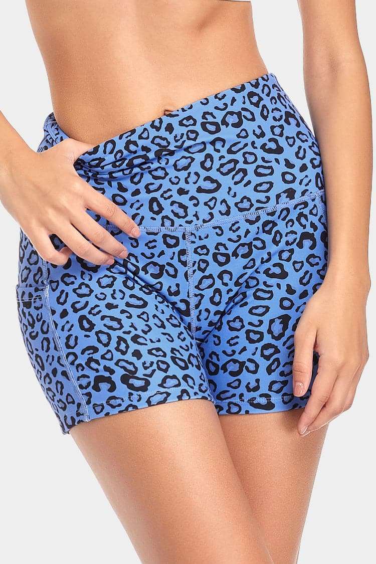 Vutru High-Waist Blue Leopard Yoga Shorts