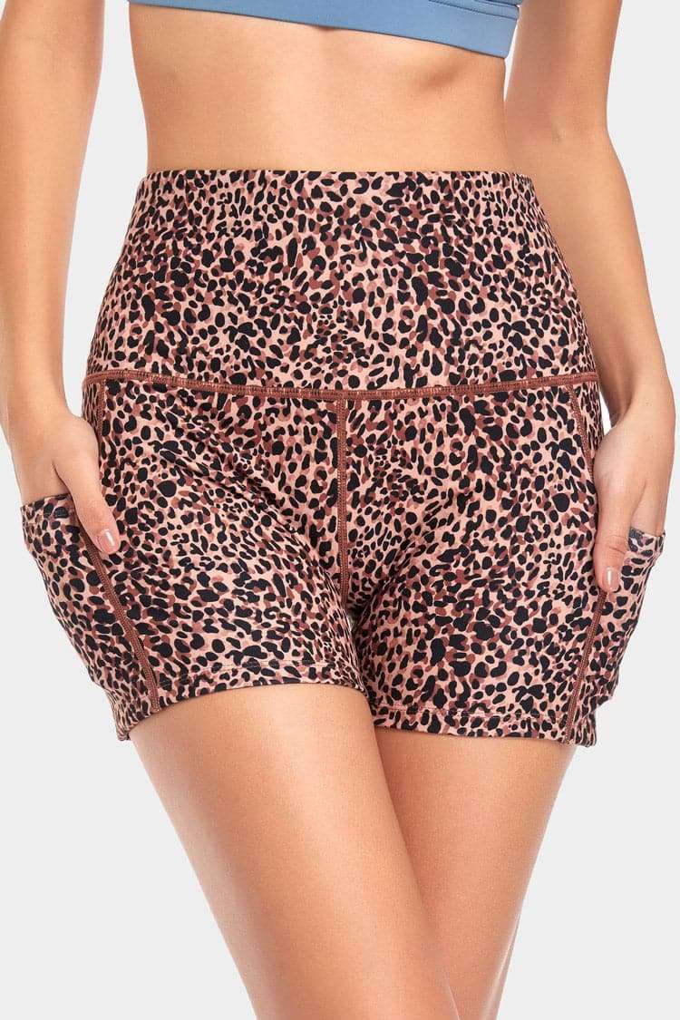 Vutru High-Waist Brown Leopard Yoga Shorts