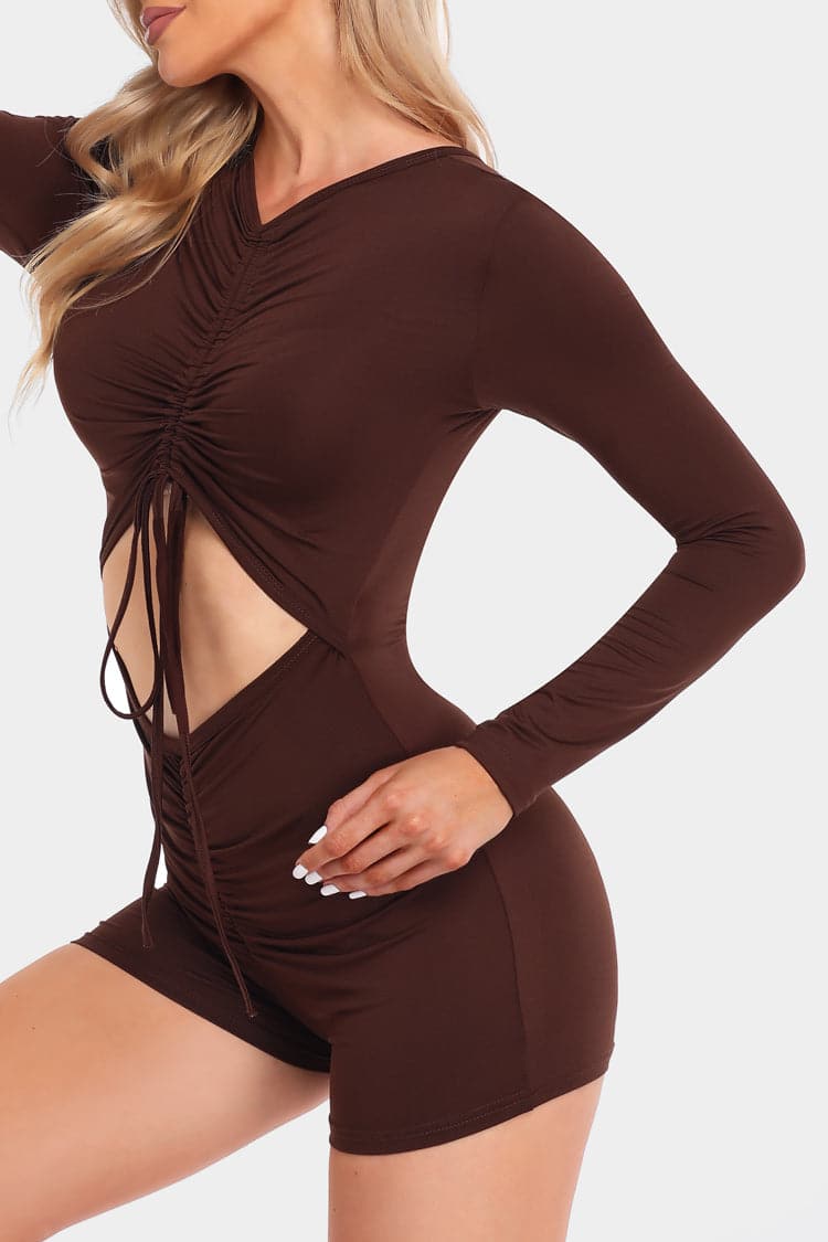 Drawstring Cut Out Sports Romper