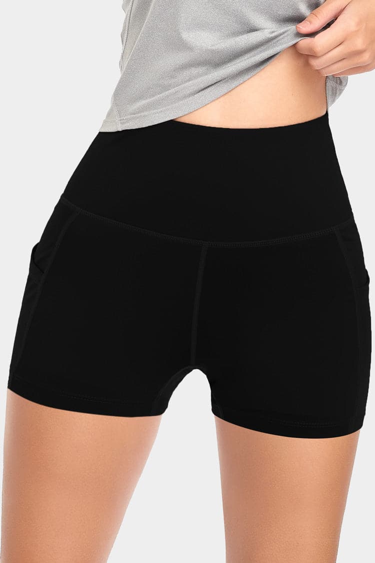 Vutru High-Waist Solid Black Workout Shorts