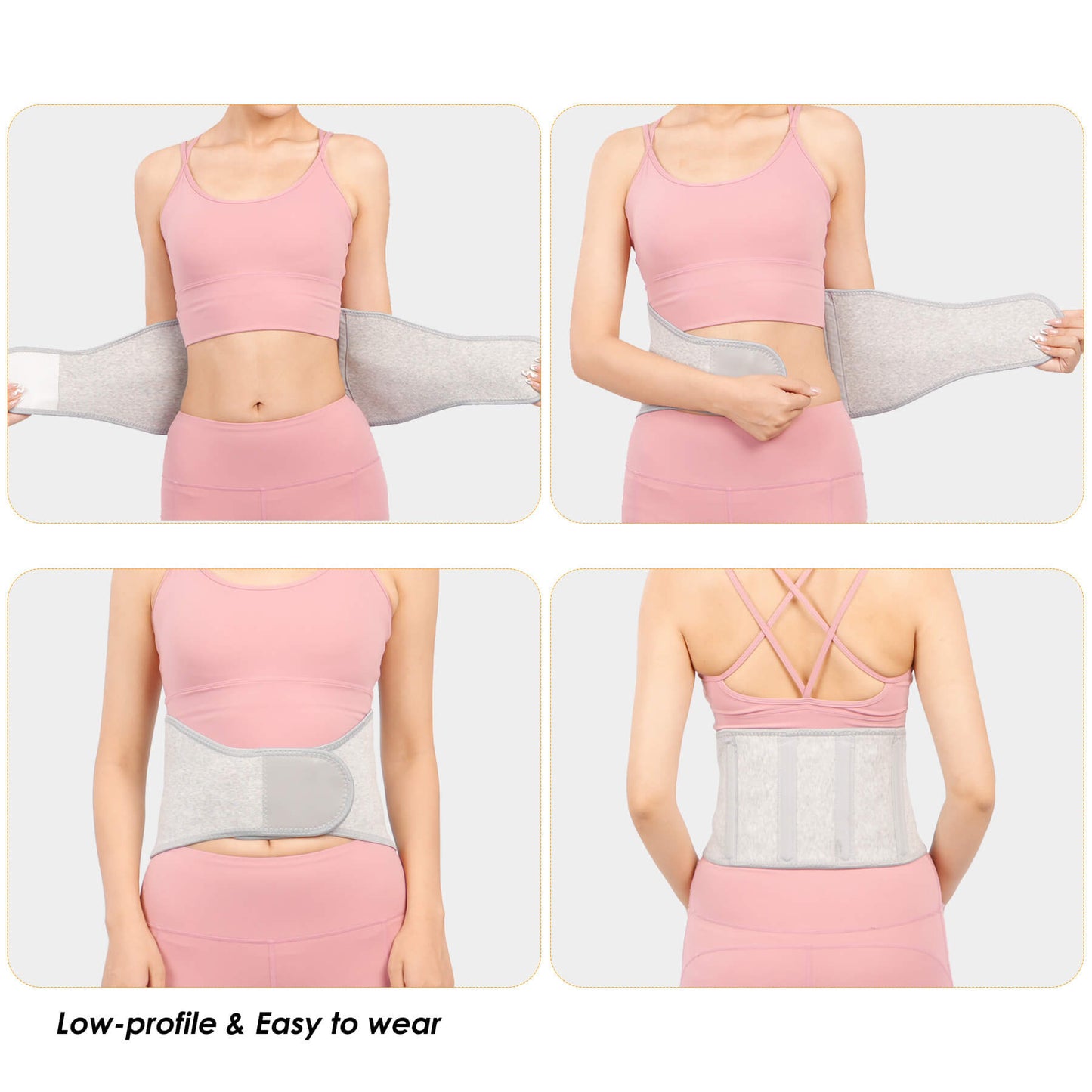 Aofit Flexible Cotton Back Brace with 4 Support Stays, Pocket for Ice/Heat Pack to Relieve Back Pain