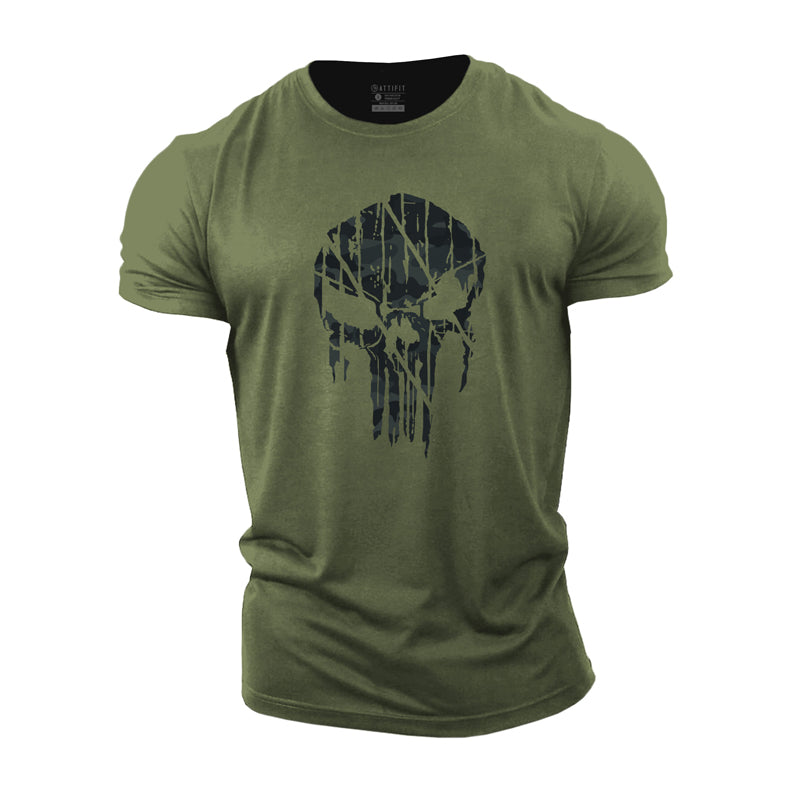 Camouflage Skull Men's Gym T-shirts